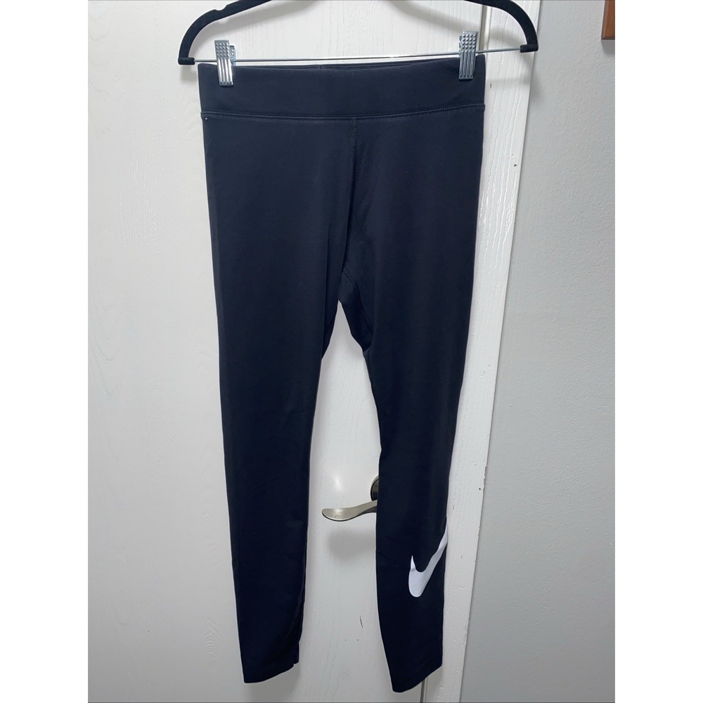 Nike Women's Athletic High Rise Tight Leggings Swoosh Medium Black Athleisure